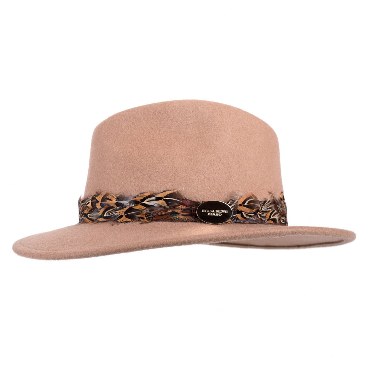 The Suffolk Fedora in Camel (Pheasant Feather Wrap)