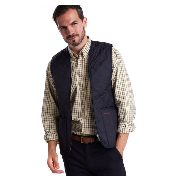 Quilted Waistcoat Zip In Liner - Navy/Dress Tartan