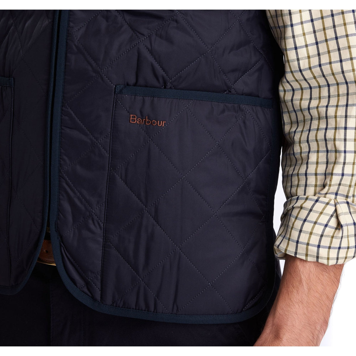 Quilted Waistcoat Zip In Liner - Navy/Dress Tartan
