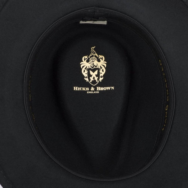 The Suffolk Fedora in Black (Guinea Feather Wrap)