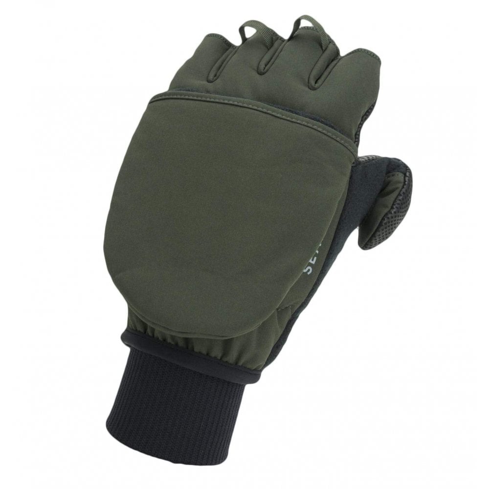 Walpole- Windproof Cold Weather Convertible Mitt - Olive Green/Black