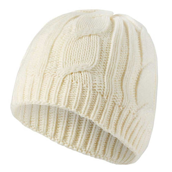 Waterproof Cable Knit Beanie - Cream