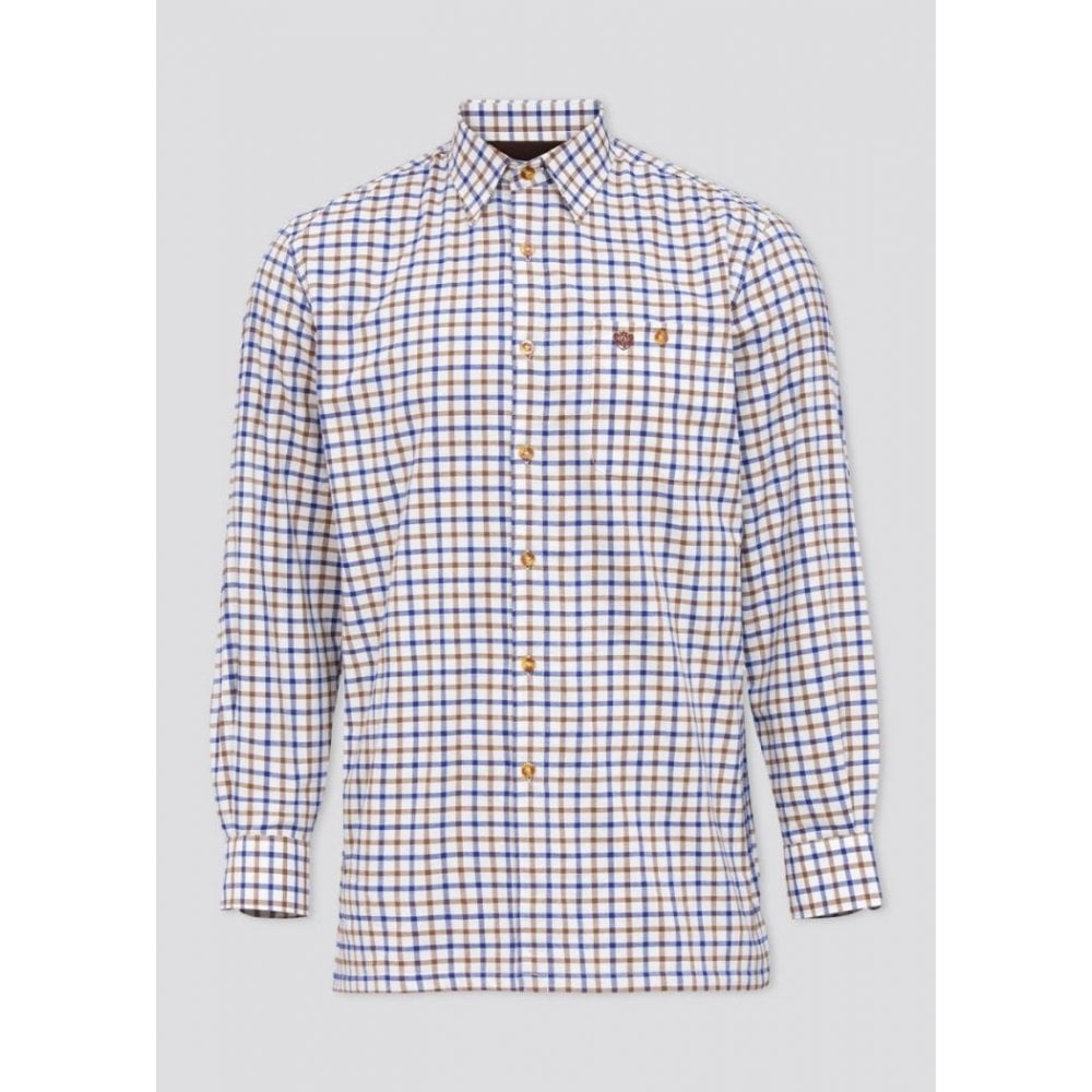 Bury Mens Fleece Lined Country Check Shirt In Gazelle - Brown Check