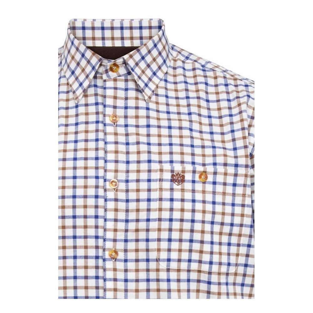 Bury Mens Fleece Lined Country Check Shirt In Gazelle - Brown Check