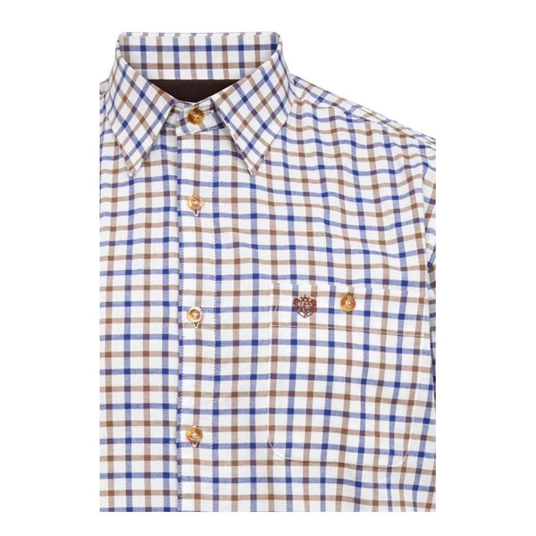 Bury Mens Fleece Lined Country Check Shirt In Gazelle - Brown Check