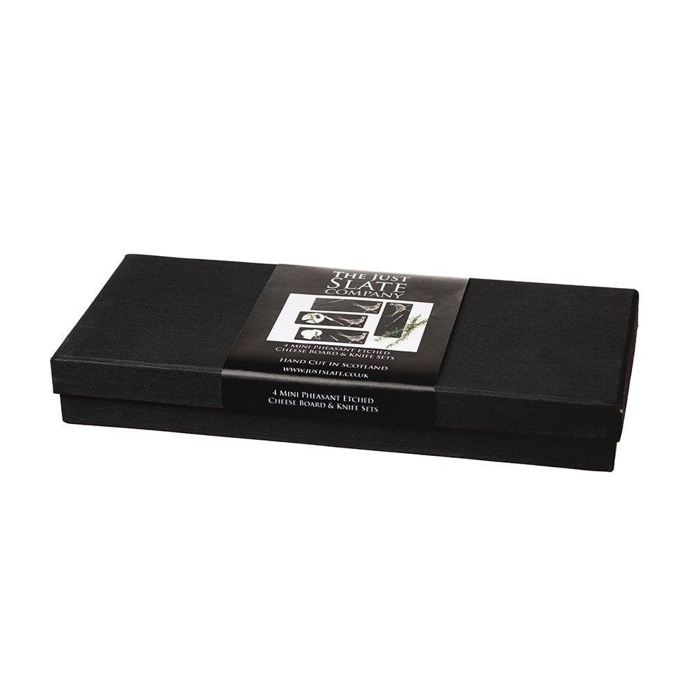 4 Mini Pheasant Slate Cheese Board & Knife Set