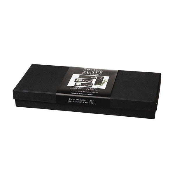 4 Mini Pheasant Slate Cheese Board & Knife Set