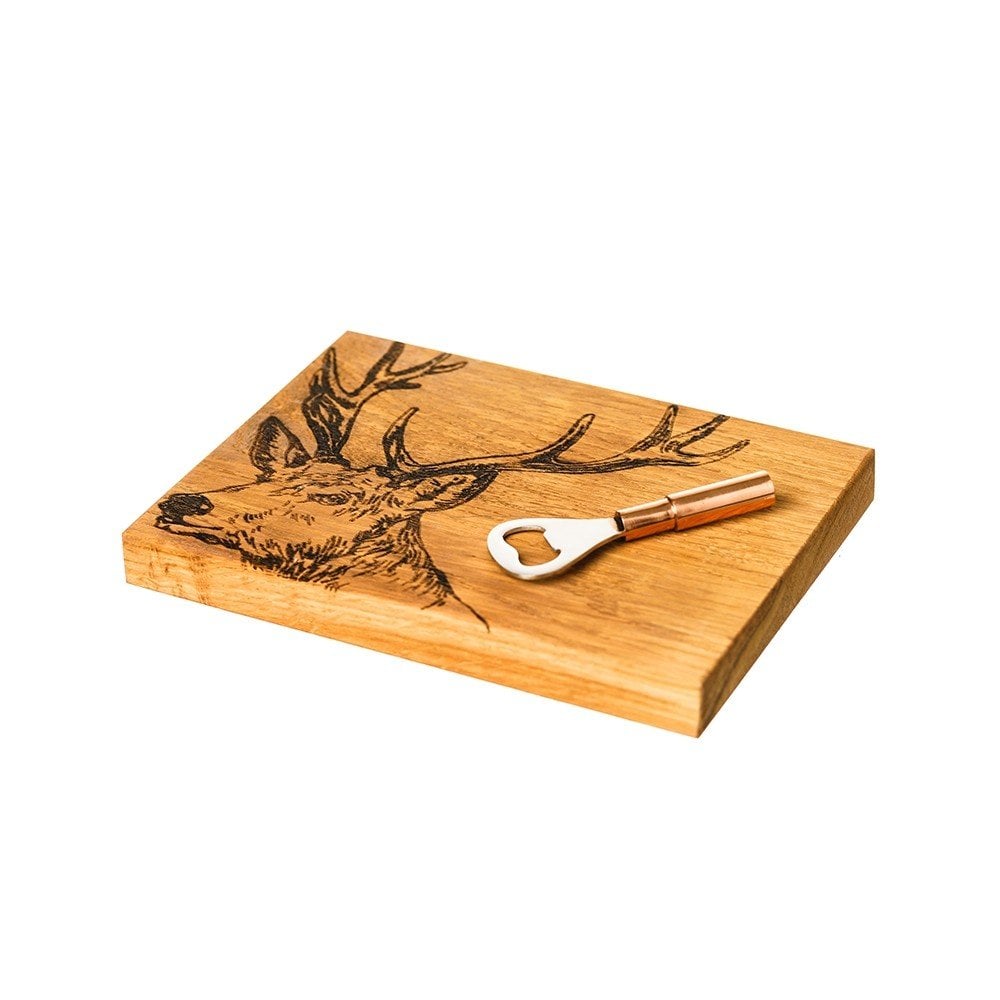 Stag Oak Cutting Board & Bottle Opener Set