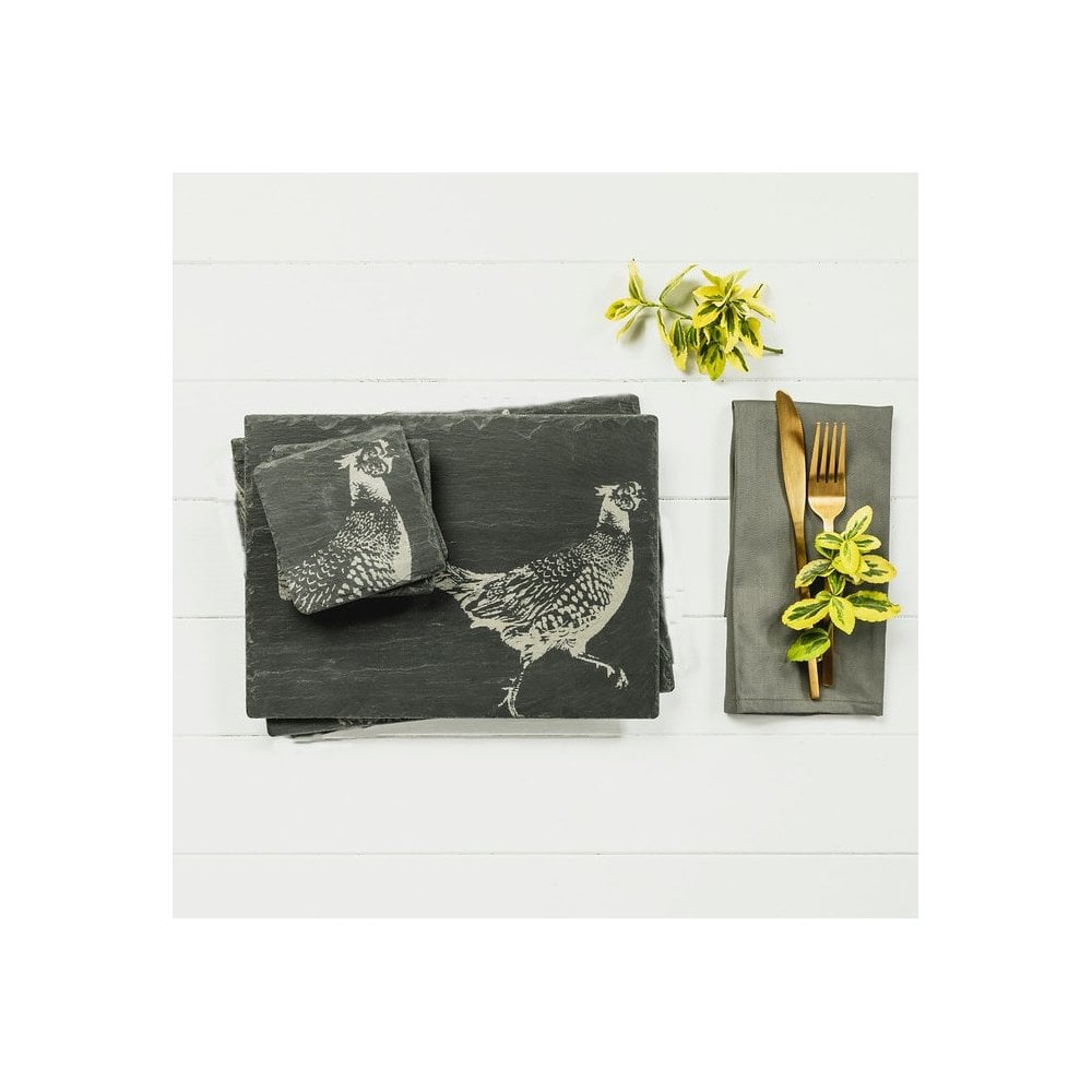 Slate Pheasant Place Mat & Coaster Gift Set