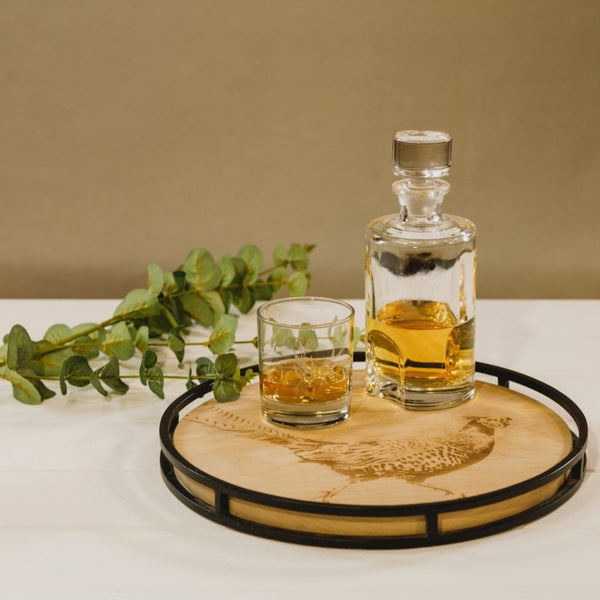 Round Sycamore Pheasant Serving Tray
