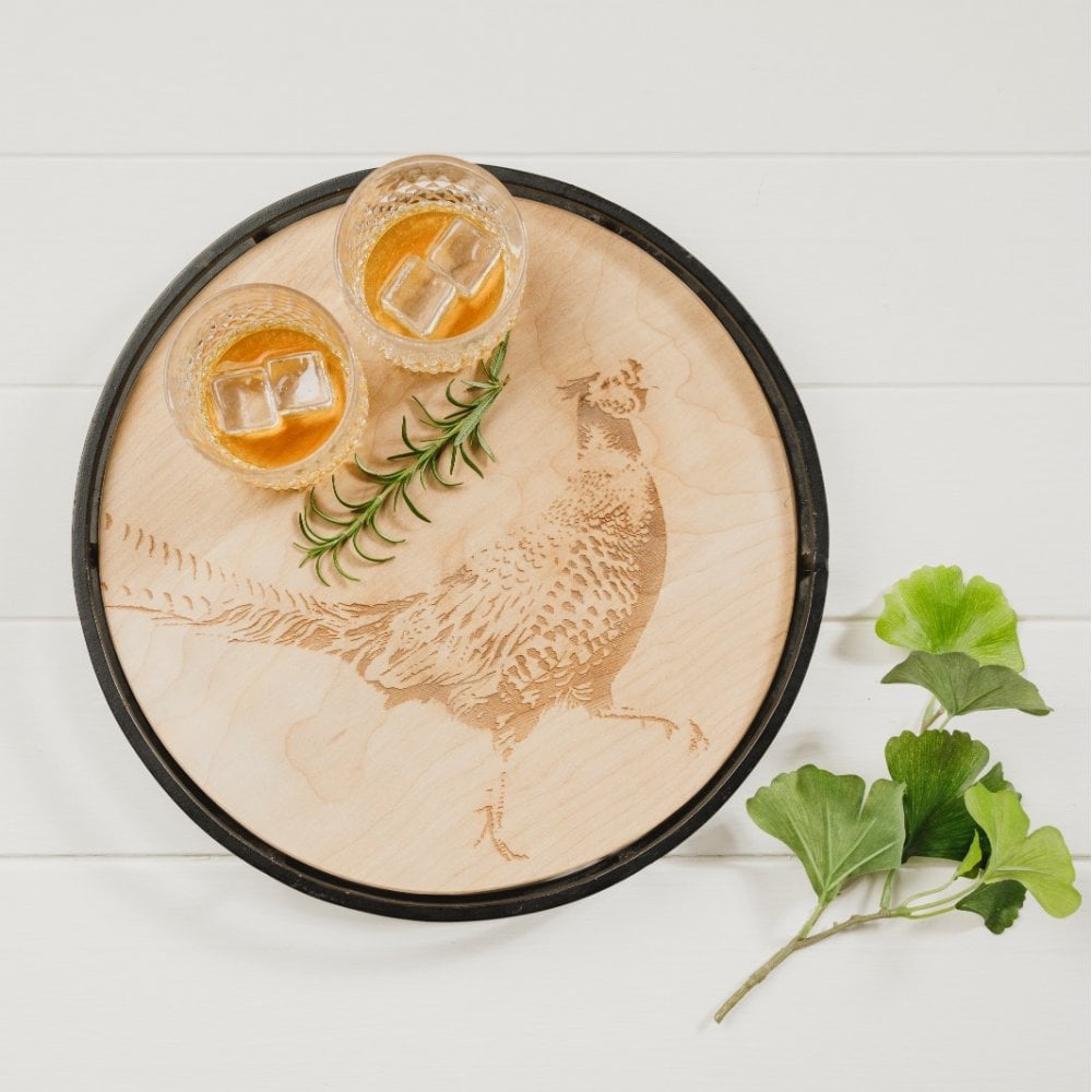 Round Sycamore Pheasant Serving Tray