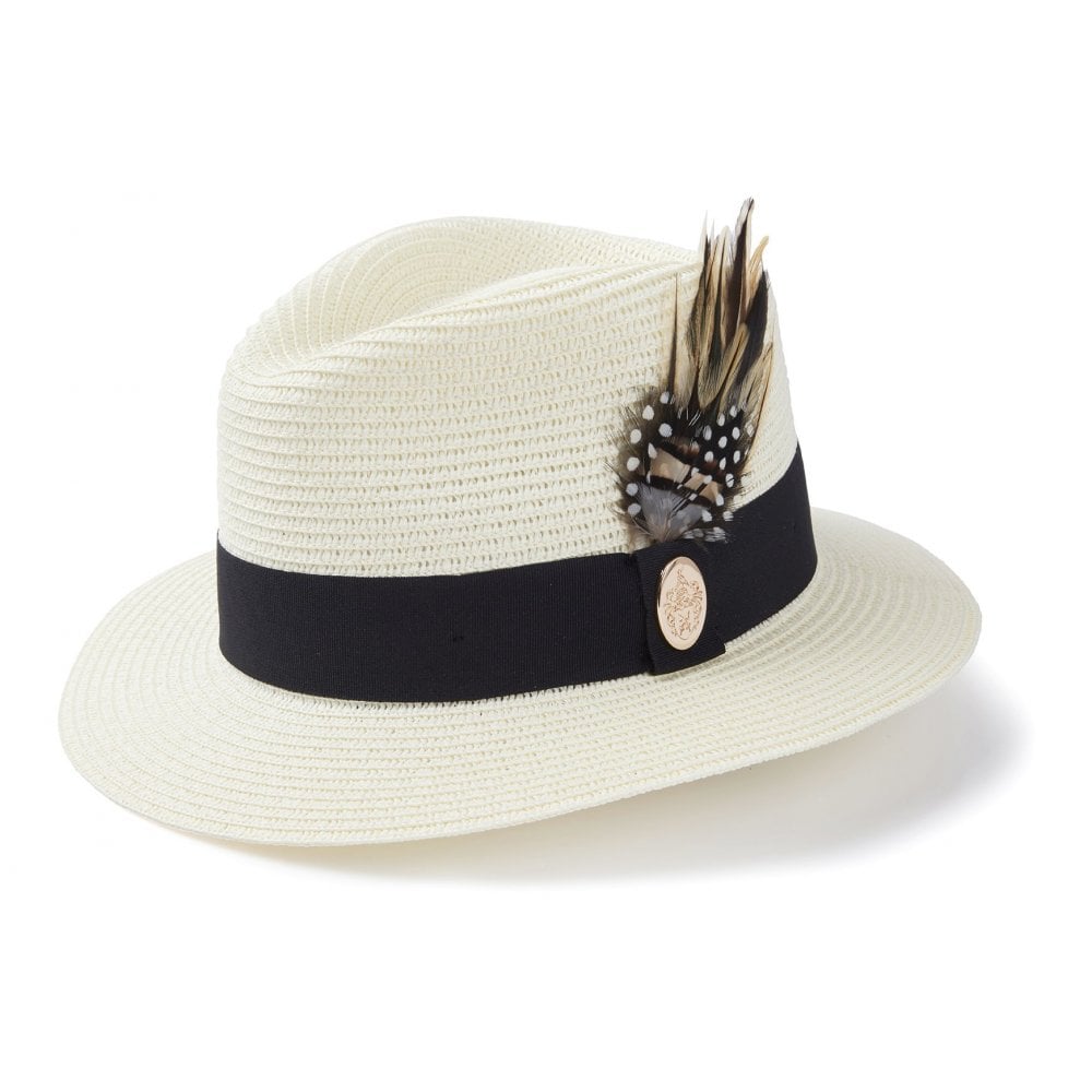 Aldeburgh Fedora Hat in Cream (Black Ribbon)