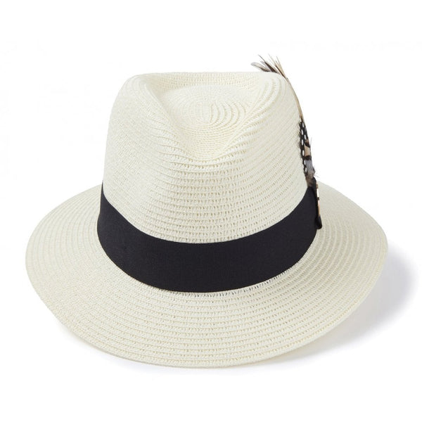 Aldeburgh Fedora Hat in Cream (Black Ribbon)