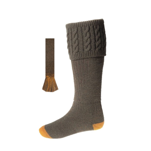 Sutherland Socks with Optional Garter in Bracken