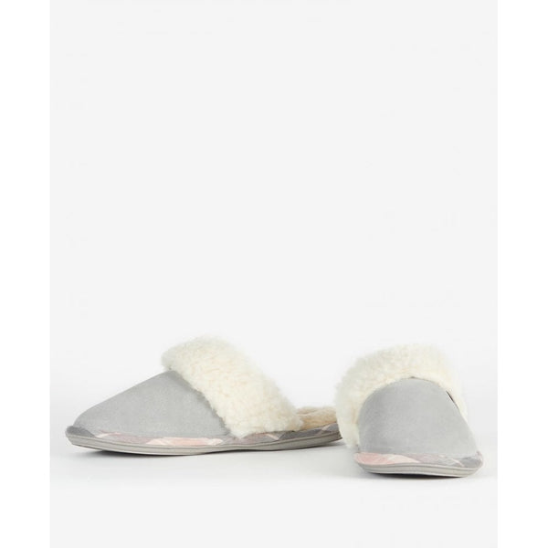 Lydia Mule Suede Slippers - Grey/Pink Tartan