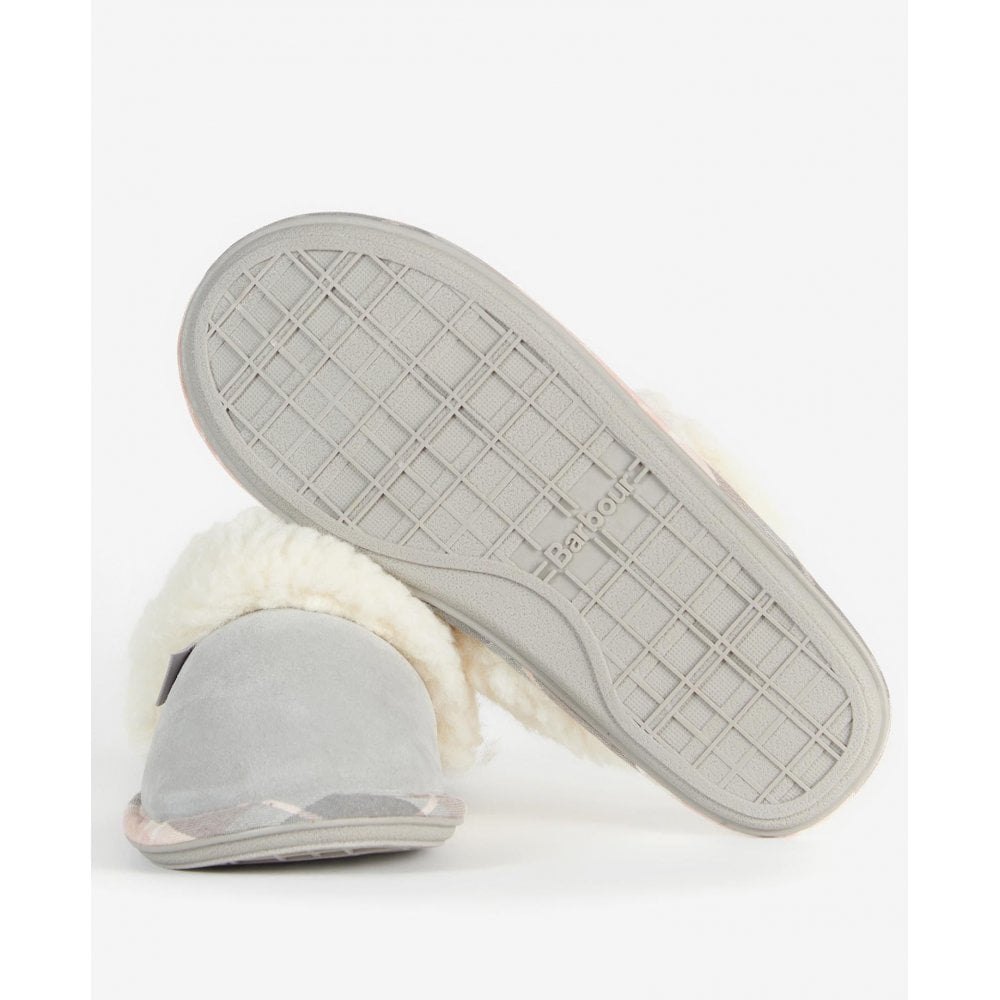 Lydia Mule Suede Slippers - Grey/Pink Tartan