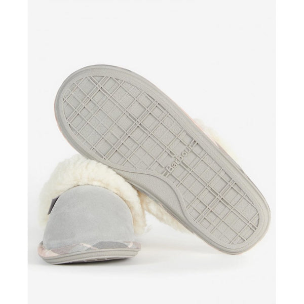 Lydia Mule Suede Slippers - Grey/Pink Tartan