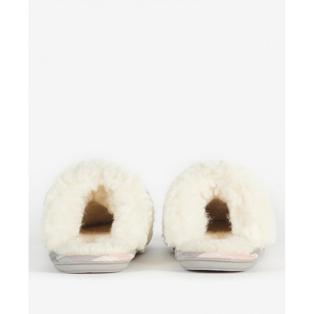 Lydia Mule Suede Slippers - Grey/Pink Tartan