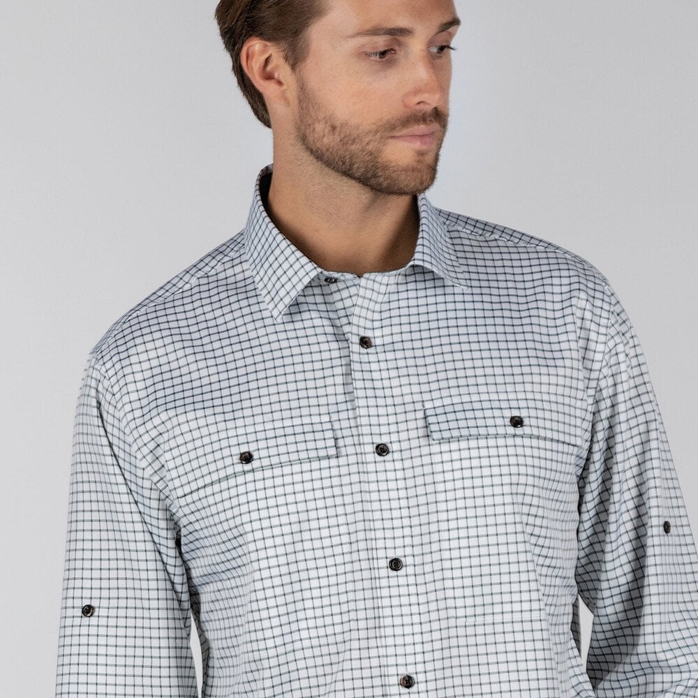 Findhorn Technical Fishing Shirt in Dark Olive Check