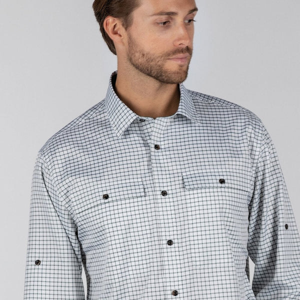 Findhorn Technical Fishing Shirt in Dark Olive Check