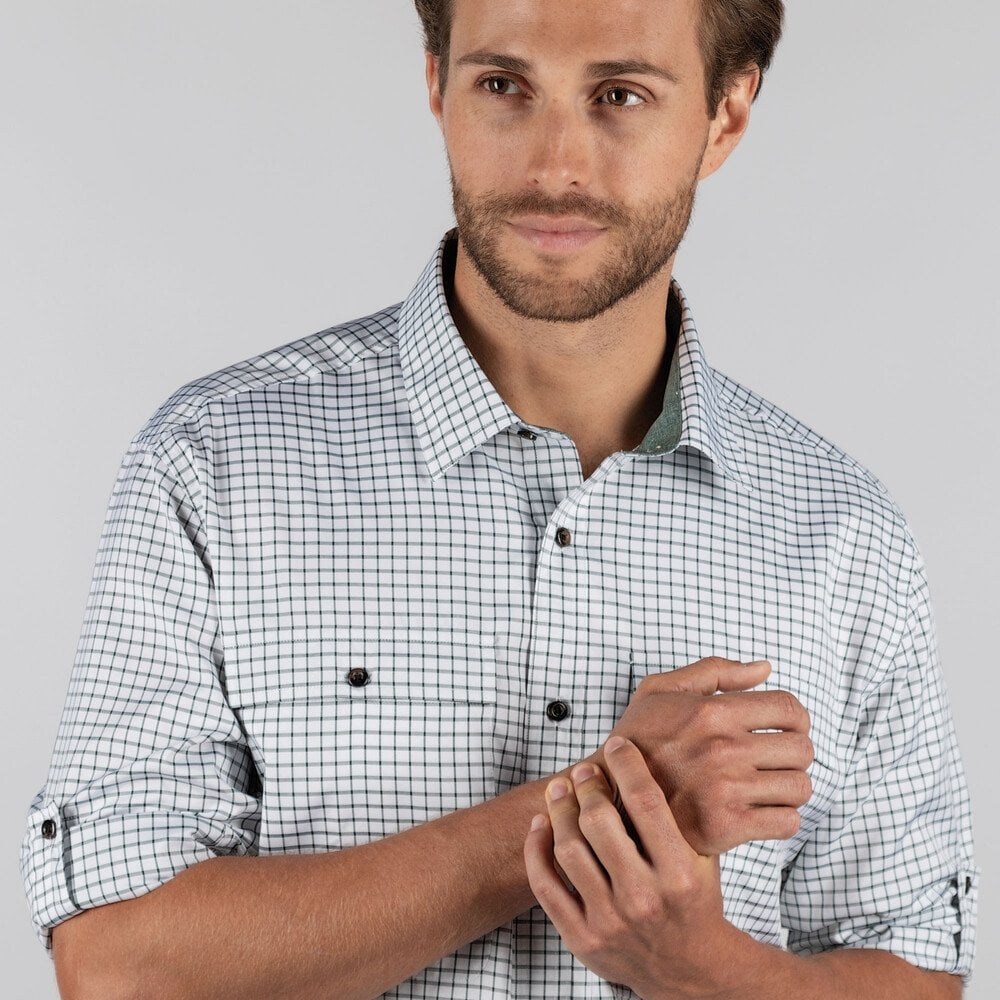 Findhorn Technical Fishing Shirt in Dark Olive Check