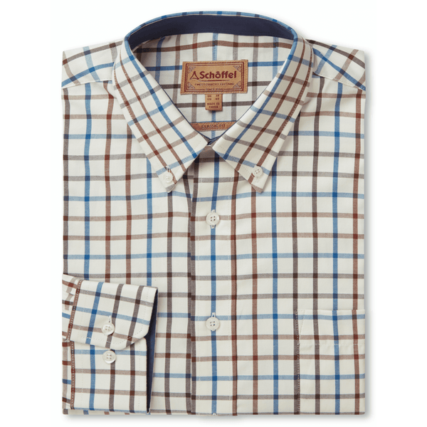 Brancaster Classic Shirt - Brown/Navy Check