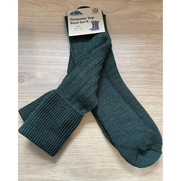 Turnover Top Socks in Bottle Green