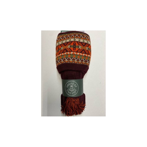 Fairisle Sock with Garter Ties - Mulberry