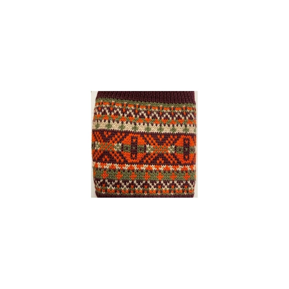 Fairisle Sock with Garter Ties - Mulberry