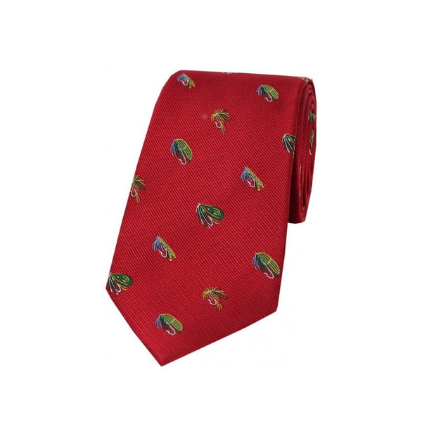Fishing Flies Silk Tie - Red