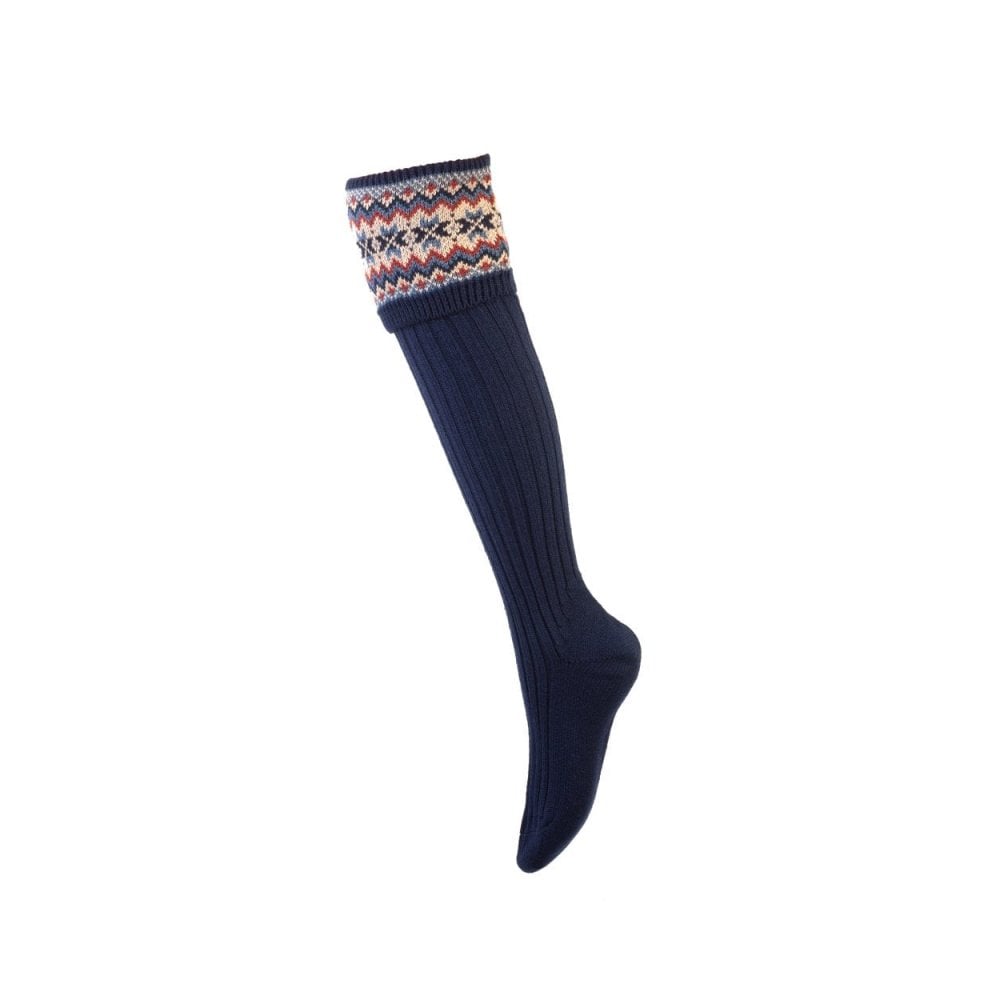 Lady Fairisle Socks - Navy