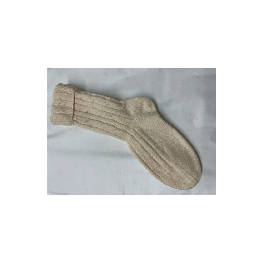 Ladies Cashmere Rib Bed Sock - Chalk/Kappor