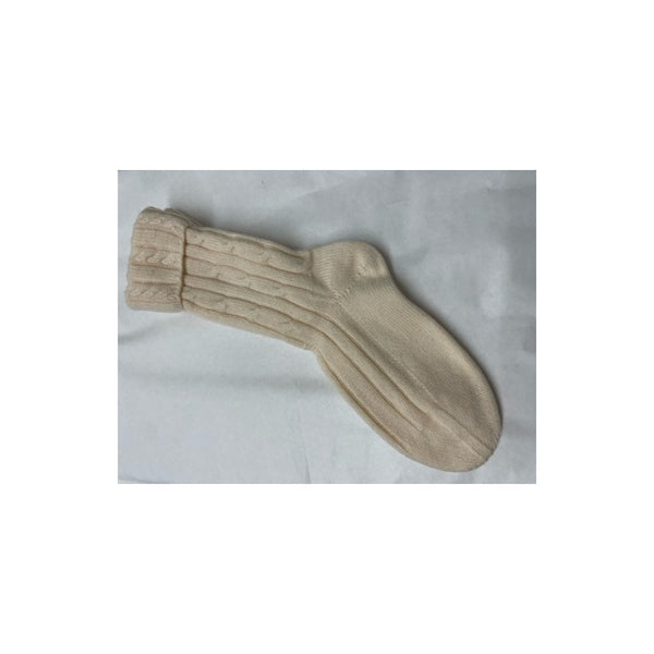 Ladies Cashmere Rib Bed Sock - Chalk/Kappor