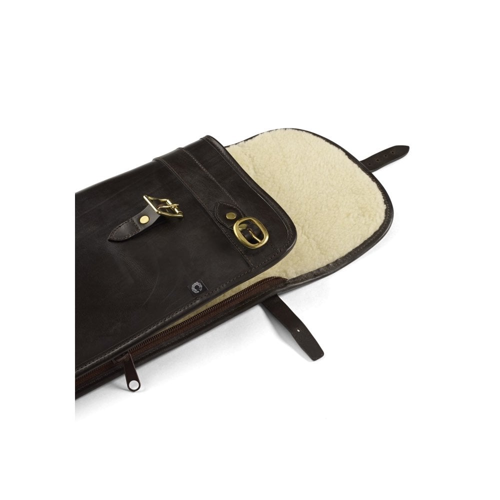 Malton Bridle Leather Double Shotgun Slip with Flap & Zip