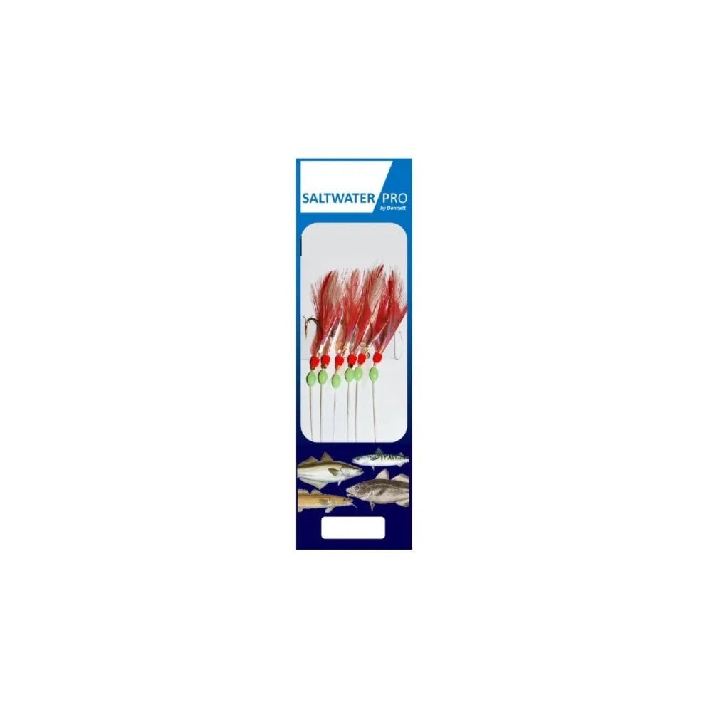 Saltwater Pro Red Fishskin Flasher 6 Hook Rig