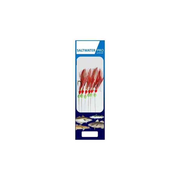 Saltwater Pro Red Fishskin Flasher 6 Hook Rig
