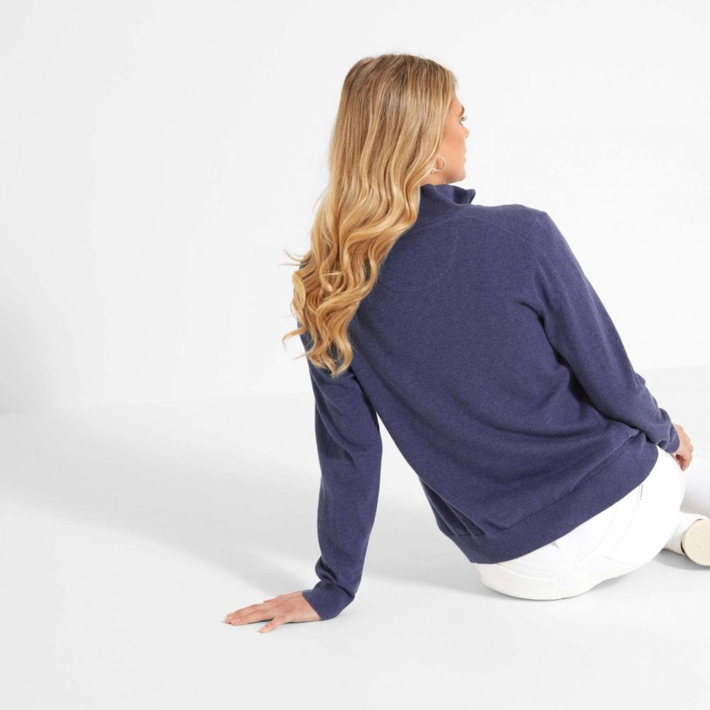 Polperro Pima Cotton 1/4 Zip - French Navy