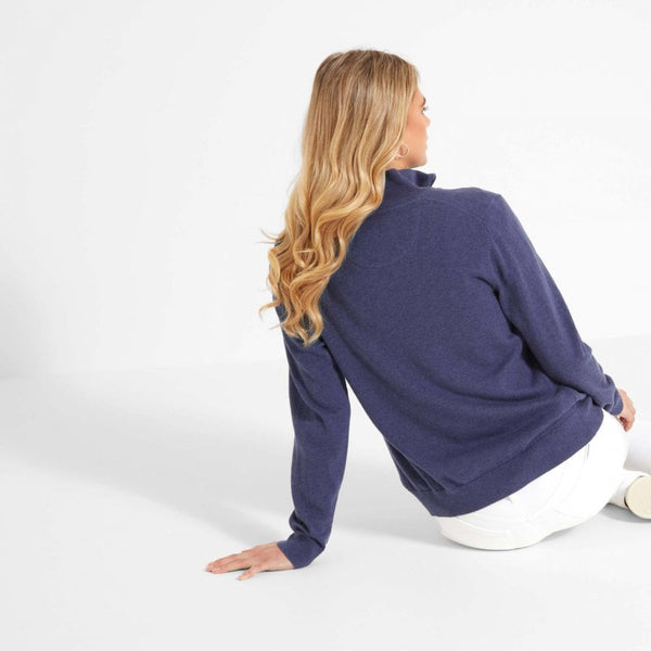 Polperro Pima Cotton 1/4 Zip - French Navy