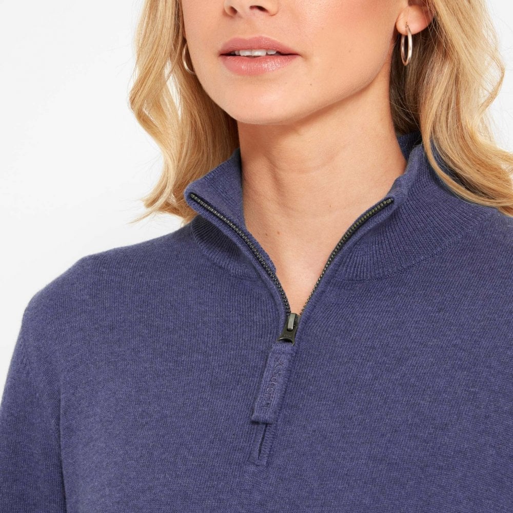 Polperro Pima Cotton 1/4 Zip - French Navy