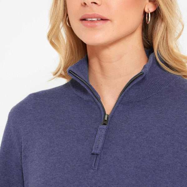 Polperro Pima Cotton 1/4 Zip - French Navy