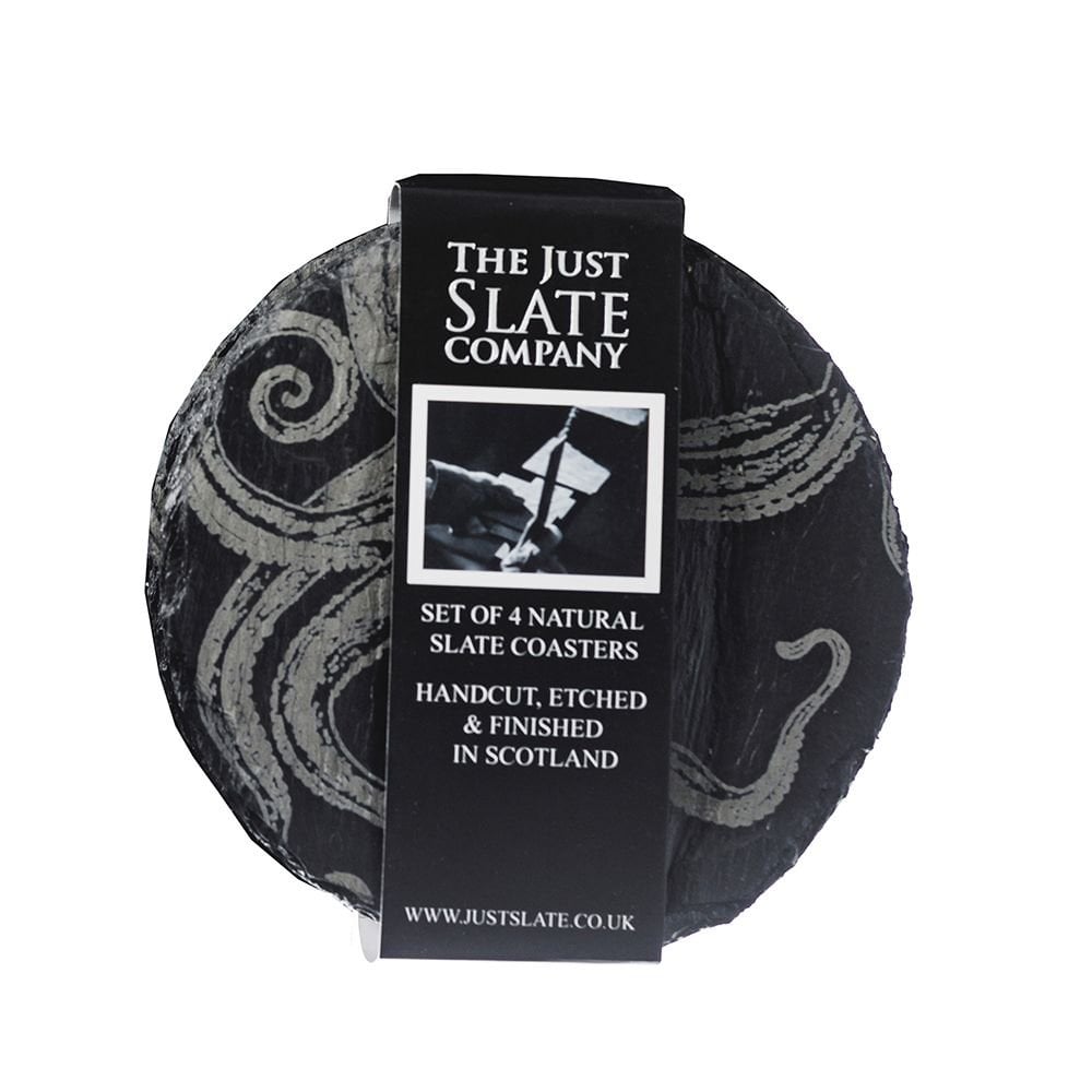 4 Slate Coasters  - Octopus