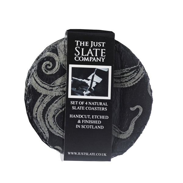 4 Slate Coasters  - Octopus