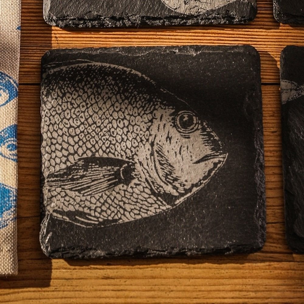 Single Slate Coaster - Fish