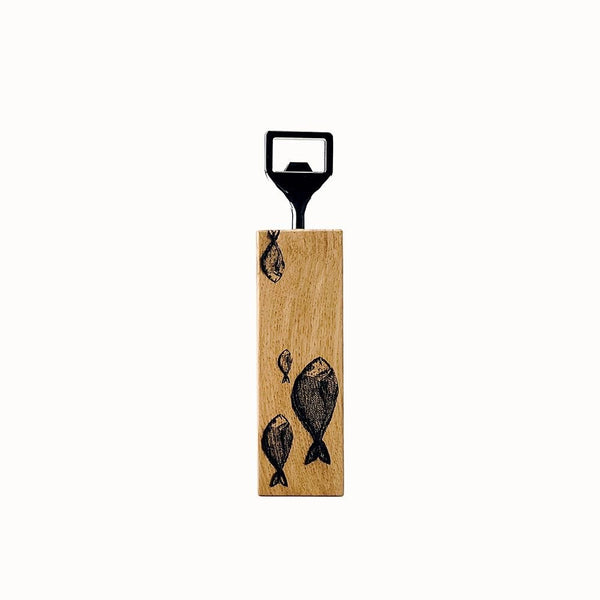 Fish Repeat Oak Bottle Opener