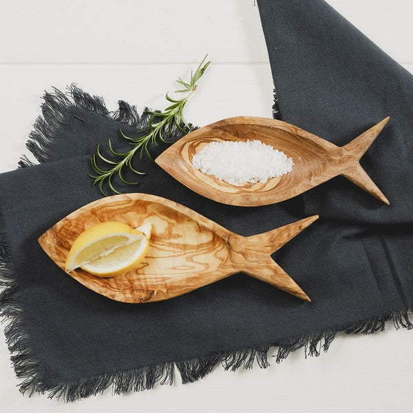 Olive Wood- Fish Shaped Bowls x 2