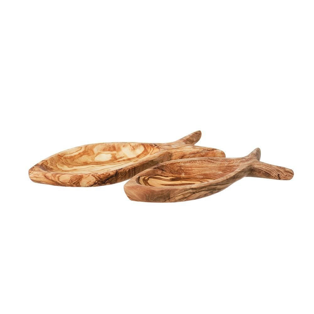 Olive Wood- Fish Shaped Bowls x 2