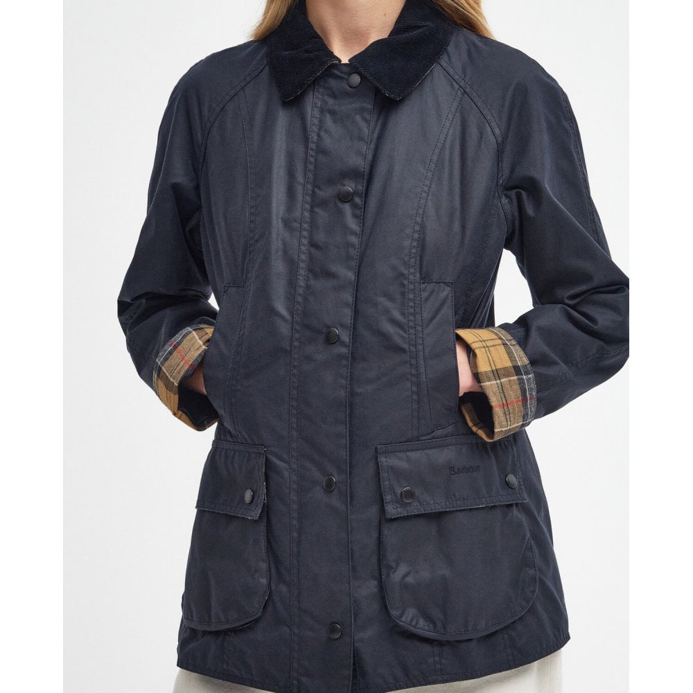 Beadnell Ladies Waxed Jacket in Navy