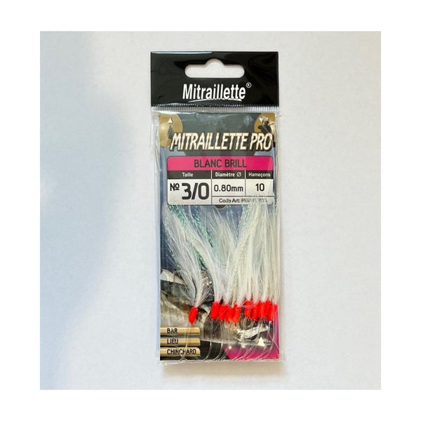 Mitraillette Pro 10 Hook Rig 3/0 in Brilliant White