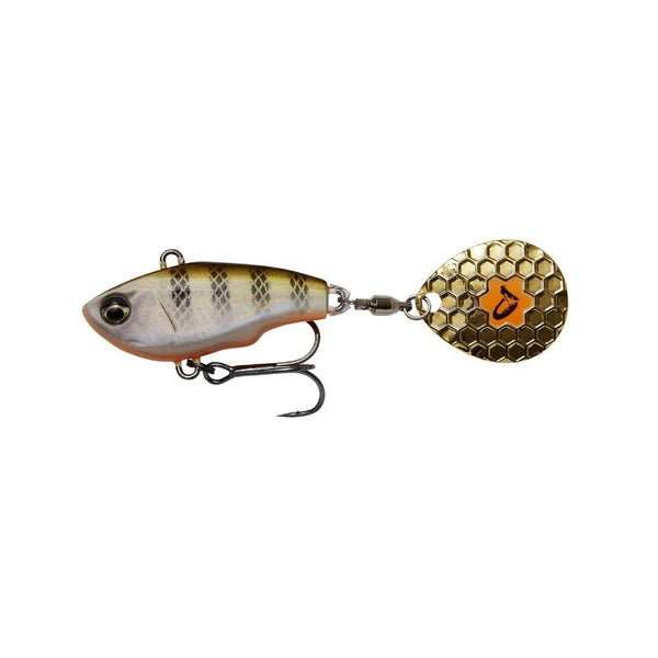 Fat Tail Spin Lure in Perch Pattern