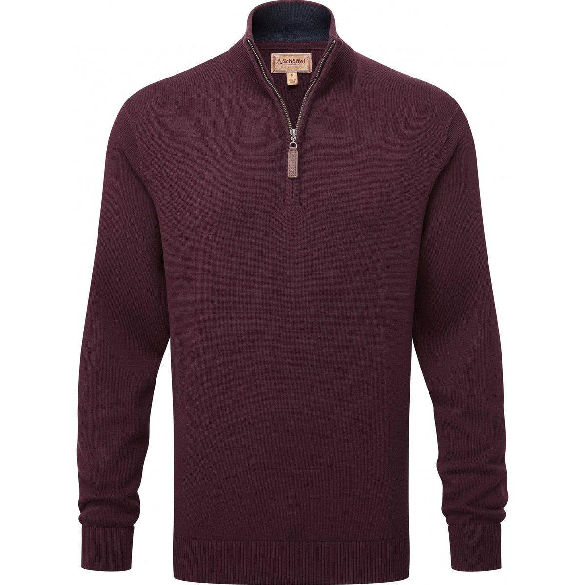 Calton Cotton Cashmere 1/4 Zip Jumper - Wine
